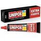 Pomo de Unipox Extra Fuerte 100 ml, pegamento universal transparente, junto a su estuche