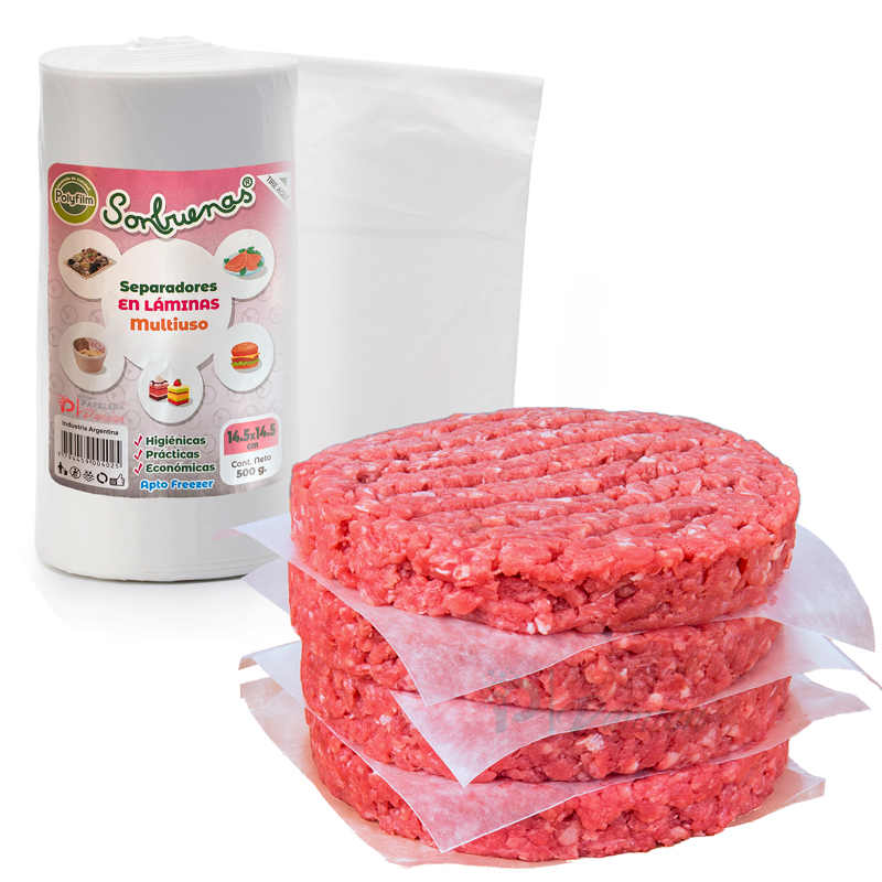 Folex hamburgesa Paty en rollo laminas Separadores de freezer Folex hamburgesa Paty en rollo laminas Separadores de freezer