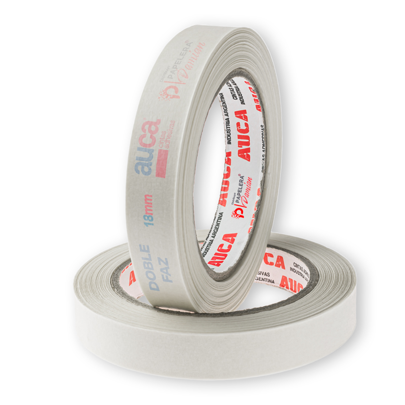 Cinta doble faz o bifaz 18 mm papel AUCA rollo de 30 metros Cinta doble faz o bifaz 18 mm papel AUCA rollo de 30 metros