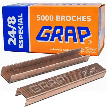 Broches 24/8 Extra chatos Cobreados Grap 12 cajas de 5000u
