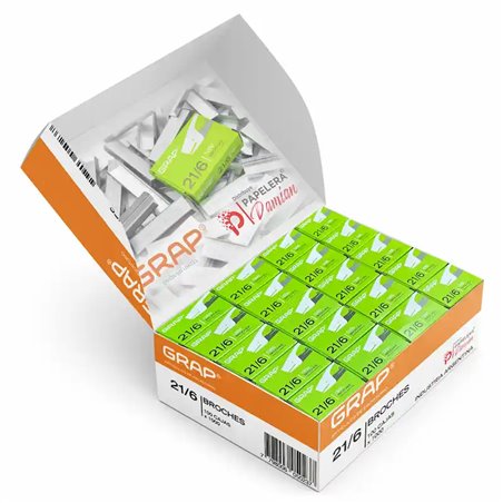 Broches Grap 21/6 1000 Caja de 100 cajitas