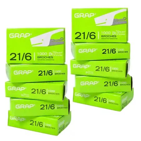 Broches Grap 21/6 1000 Caja de 100 cajitas