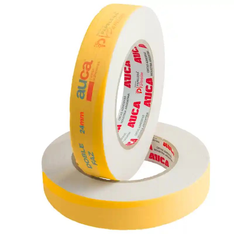 Cinta doble faz o bifaz 24mm papel AUCA rollo de 20 metros Cinta doble faz o bifaz 24mm papel AUCA rollo de 20 metros