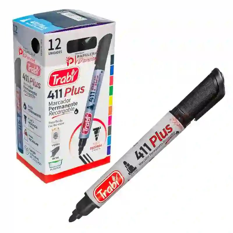 Marcador Trabi 411 indeleble grueso punta redonda Caja 12 u.