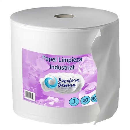 Rollo de papel industrial​ limpieza blanco bobina 20cm
