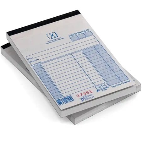 Talonario de Presupuesto duplicado chico Factura Caja 120