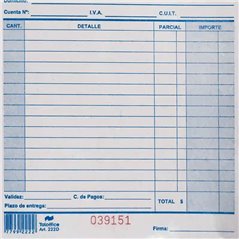 Talonario de Presupuesto duplicado grande Remito Caja de 60u