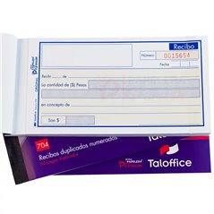 Recibo duplicado numerado en pesos Tal-Office 704 50 juegos