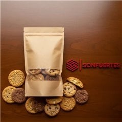 Doypack Bolsa Kraft con ventana transparente 16x25 zipper