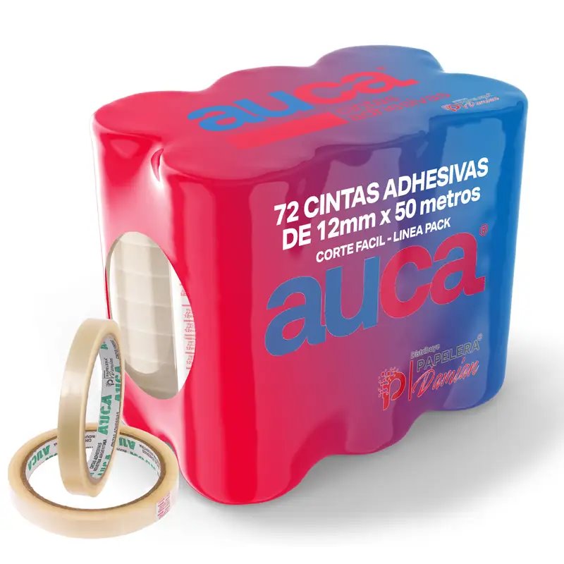 Cinta grande adhesiva AUCA 12mm x 50m Pack 72 rollos
