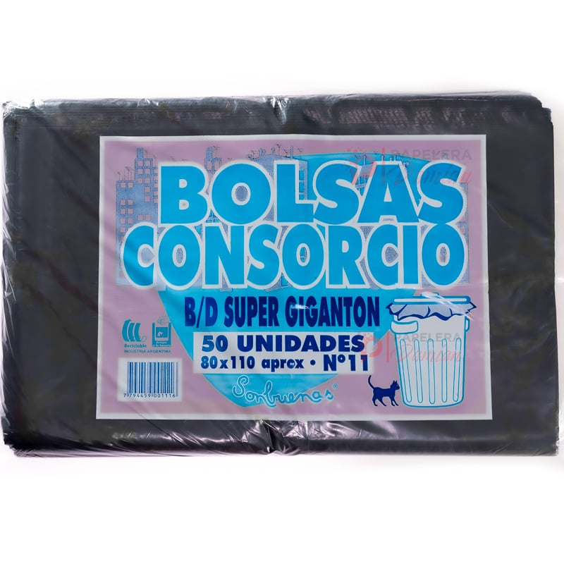 Bolsa de Residuo Consorcio 80 x 110 reforzada gruesas negras sobre de 50 bolsas