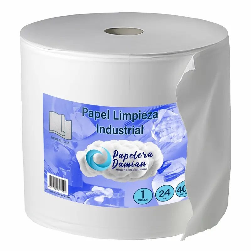 Rollo de papel para manos industrial 24cm 400m blanco puro Rollo de papel para manos industrial 24cm 400m blanco puro