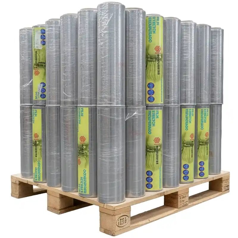 Film stretch recuperado 50cm SonFuertes palet 80 rollos Film stretch recuperado 50cm SonFuertes palet 80 rollos