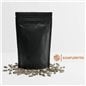 Bolsa doypack negra 12x18 opaca con cierre hermético zipper, parada sobre su fuelle de base Bolsa doypack negra 12x18 opaca con cierre hermético zipper, parada sobre su fuelle de base