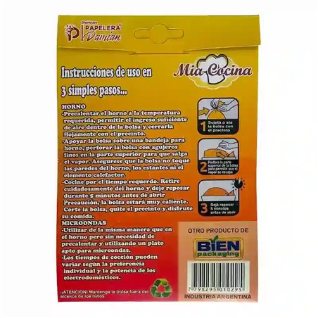 Bolsas De Horno Mia Cocina Pack 5 Bolsas 30x45 Para Hornear