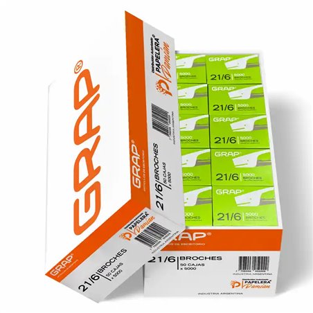 Broches Grap 21/6 para abrochadora cajas de 5000 bulto 50
