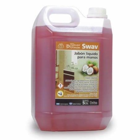 Jabon liquido para manos 5 litros Swav esencia Coco vainilla