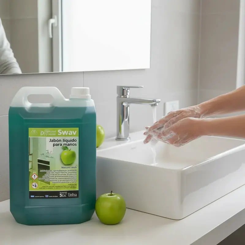 Jabon Liquido Para Manos 5 Litros Swav Esencia Manzana verde