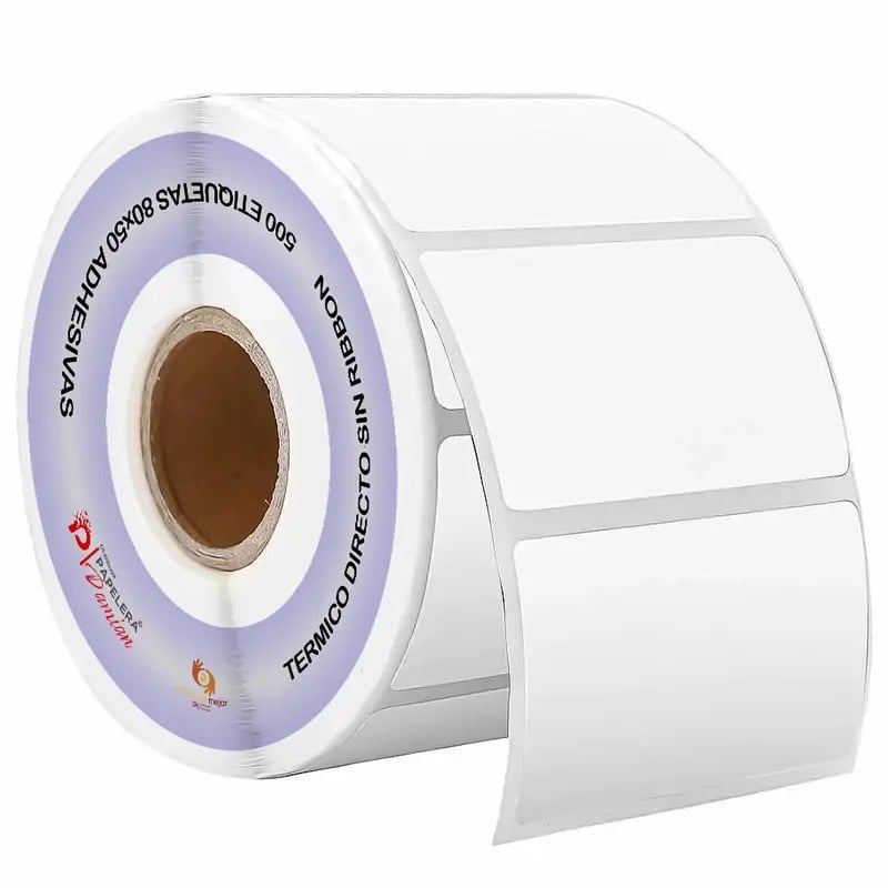 Etiqueta termica 80x50 mm rollo de 500 etiquetas adhesivas
