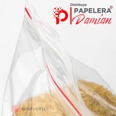 Detalle cierre zip bolsa hermética SonFuertes® 60 micrones polietileno virgen