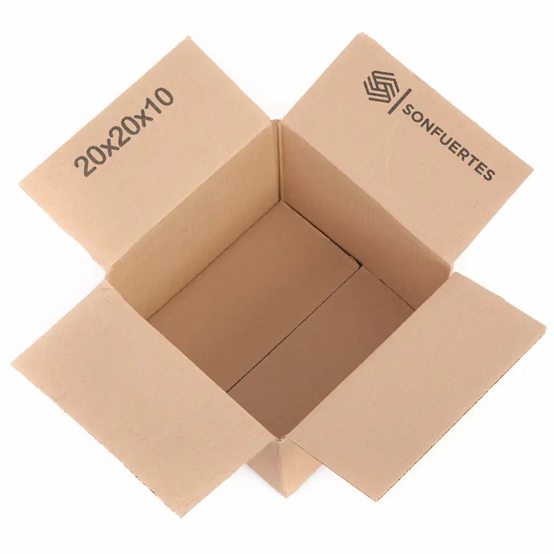 Cajas de cartón 20x20x10 corrugado kraft - SonFuertes® Cajas de cartón 20x20x10 corrugado kraft - SonFuertes®