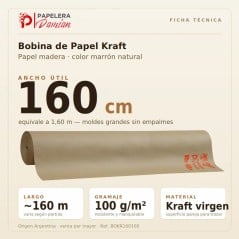 Stock mayorista de bobinas de papel kraft de 160 cm en Papelera Damián