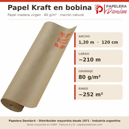 Papel kraft 1,20 m (120 cm) 80 g para embalaje y forrado de superficies grandes