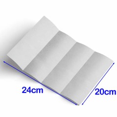 Toalla intercalada desplegada: medida 20 × 24 cm.