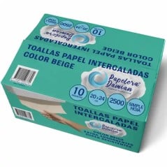 Toallas intercaladas color beige Papelera Damián®, caja x2500 (20×24 cm).
