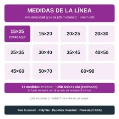 Bolsas de arranque 15x25 en rollo: alta densidad gruesa (25 micrones)