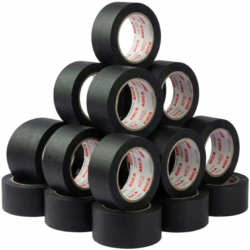 Caja de 18 rollos de cinta de papel negra AUCA 48mm x 50m