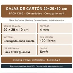 Cajas de Cartón 20x20x10 Corrugado Pack x100 - SonFuertes®