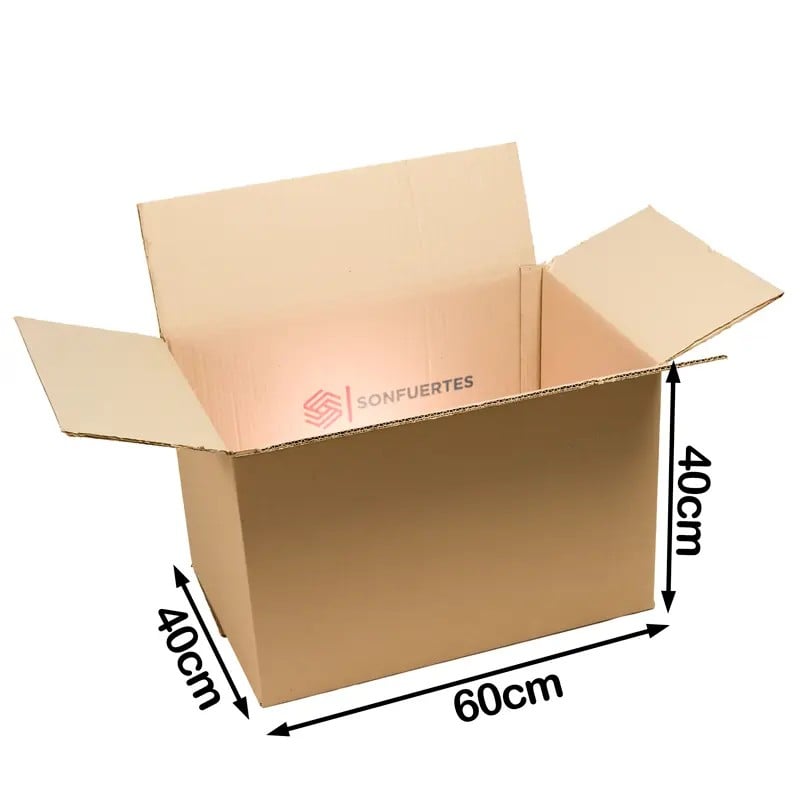 Caja de mudanza 60x40x40 cm de cartón corrugado kraft SonFuertes