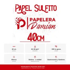 Papel Sulfito Blanco Bobina 40 cm x 300 m – Para Envolver Comidas y Fiambres