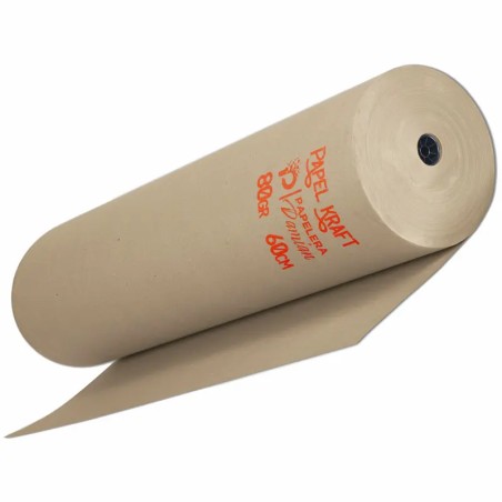 Bobina de papel kraft 60 cm 80 g/m² marrón para embalar por mayor - Papelera Damián