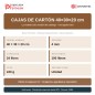 Ficha técnica de la caja de cartón 40x30x20: 24 litros, 4 mm, 100 lb, 41 cajas por m³