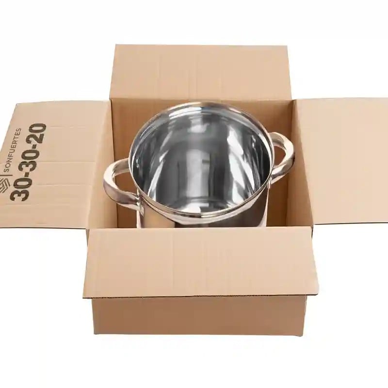 Caja de cartón 30x30x20 abierta con capacidad para 18 litros, marca SonFuertes Caja de cartón 30x30x20 abierta con capacidad para 18 litros, marca SonFuertes