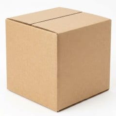 Caja de cartón cúbica 12x12x12 cm armada y cerrada, corrugado kraft