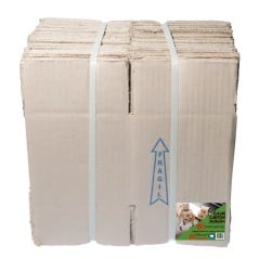 Cajas de cartón 15x15x15 plegadas planas en bulto de 25, listas para armar