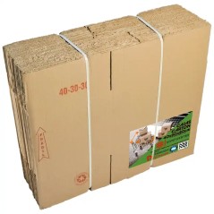 Cajas de cartón 40x30x30 plegadas planas en bulto de 25, listas para armar — SonFuertes
