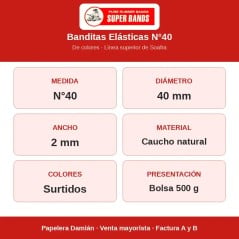 Banditas Elásticas Superbands N°40 de Colores Bolsa 500 g