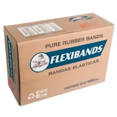 Caja de 1 kg de banditas elásticas Flexibands N°40 en caucho natural, presentación mayorista