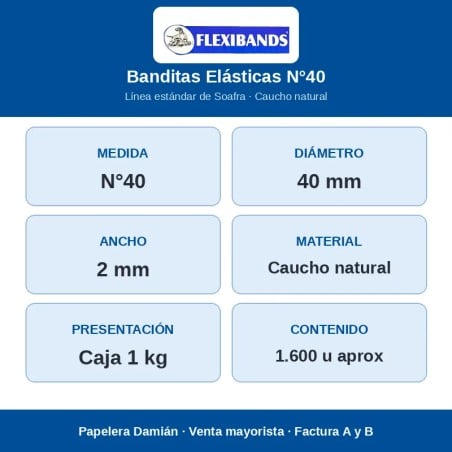 Banditas Elásticas Flexibands N°40 Caja 1 kg