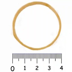 Cómo se mide la bandita elástica N°40: 40 mm de diámetro por 2 mm de ancho