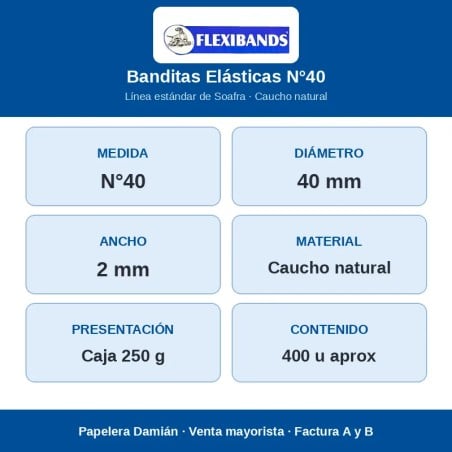 Banditas Elásticas Flexibands N°40 Caja 250 g