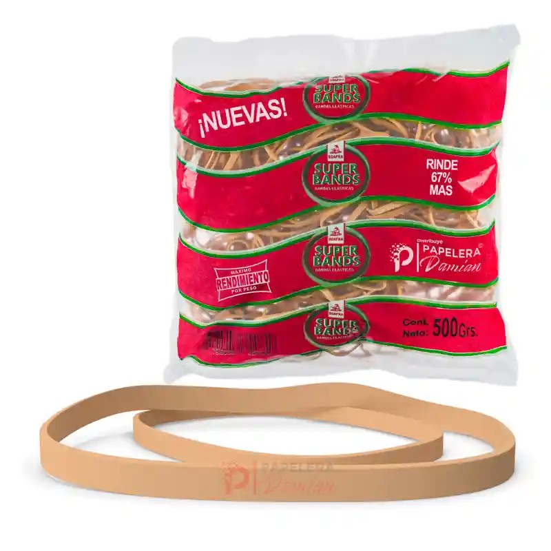 Banditas elásticas Superbands N°80 anchas de 5 mm en caucho natural, bolsa 500 g Banditas elásticas Superbands N°80 anchas de 5 mm en caucho natural, bolsa 500 g