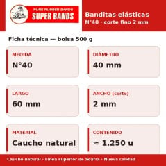 Banditas Elásticas Superbands N°40 Natural Bolsa 500 g