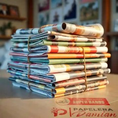 Banditas elásticas finas Superbands N°80 en uso: atado de revistas y documentos en caucho natural