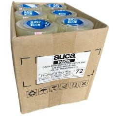 Cinta de embalaje ancha transparente AUCA 72 mm x 100 m - Caja x24