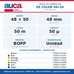 Cinta de embalaje de color AUCAPACK 48 mm x 50 m - Unidad